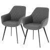 Red Living Chaises à accoudoirs Amira II (lot de 2) - Tissu / Acier - Gris