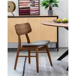 Norrwood Chaises Varkaus II (lot de 2) - Tissu /Placage noyer et hévéa massif - Gris / Noyer -ÉcoMaison Soldes 1000225987 200917 06365000056 MOOD DETAILS P000000001000225987 mood