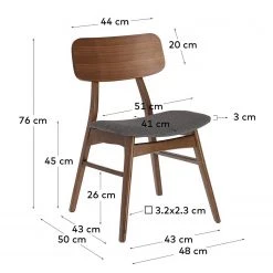 Norrwood Chaises Varkaus II (lot de 2) - Tissu /Placage noyer et hévéa massif - Gris / Noyer -ÉcoMaison Soldes 1000225987 200917 06365400063 SKETCH DETAILS P000000001000225987 sketch