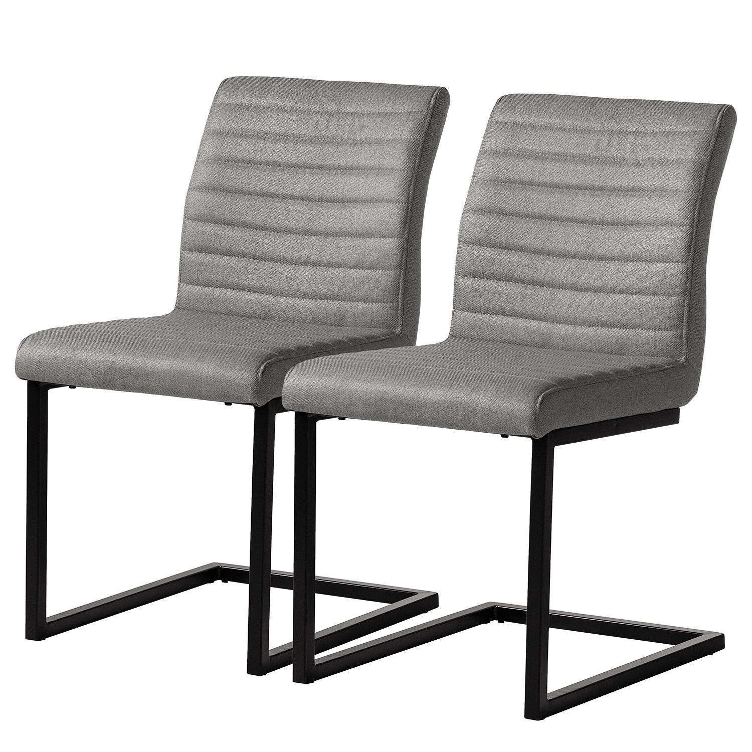 Ars manufacti Chaises Finga III (lot de 2) - Tissage à plat / Fer - Gris / Noir 1 Ars manufacti Chaises Finga III (lot de 2) - Tissage à plat / Fer - Gris / Noir