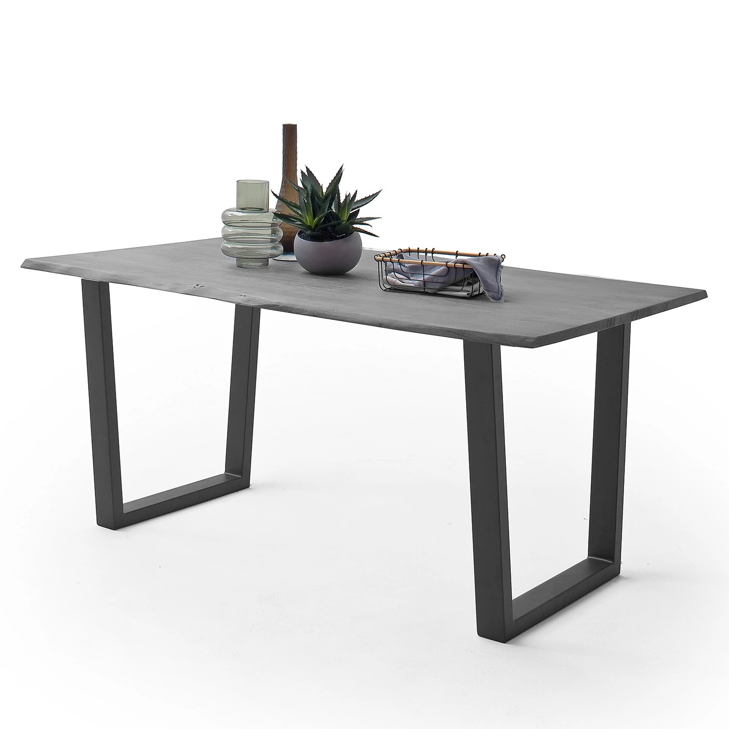 Ars Natura Table Kapra - Acacia Gris - 160 x 90 cm - Noir - Trapézoïdal - Épaisseur plateau : 2.5 cm 2 Ars Natura Table Kapra - Acacia Gris - 160 x 90 cm - Noir - Trapézoïdal - Épaisseur plateau : 2.5 cm – Image 2