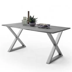 Ars Natura Table Kapra - Acacia Gris - 160 x 90 cm - Argenté - Forme en X - Épaisseur plateau : 2.5 cm -ÉcoMaison Soldes 1000227916 201104 13584300039 DETAILS P000000001000227916