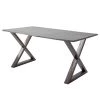 Ars Natura Table Kapra - Acacia Gris - 200 x 100 cm - Métal vintage - Forme en X - Épaisseur plateau : 2.5 cm