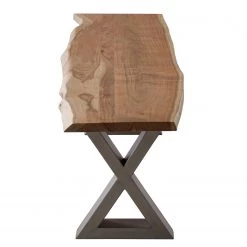 Ars Natura Banc Kapra - Acacia brun - Largeur : 160 cm - Argenté - Forme en X -ÉcoMaison Soldes 1000228073 201210 13060500019 DETAILS P000000001000228073