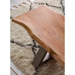 Ars Natura Banc Kapra - Acacia brun - Largeur : 160 cm - Argenté - Forme en X -ÉcoMaison Soldes 1000228073 210126 13021000058 DETAILS P000000001000228073