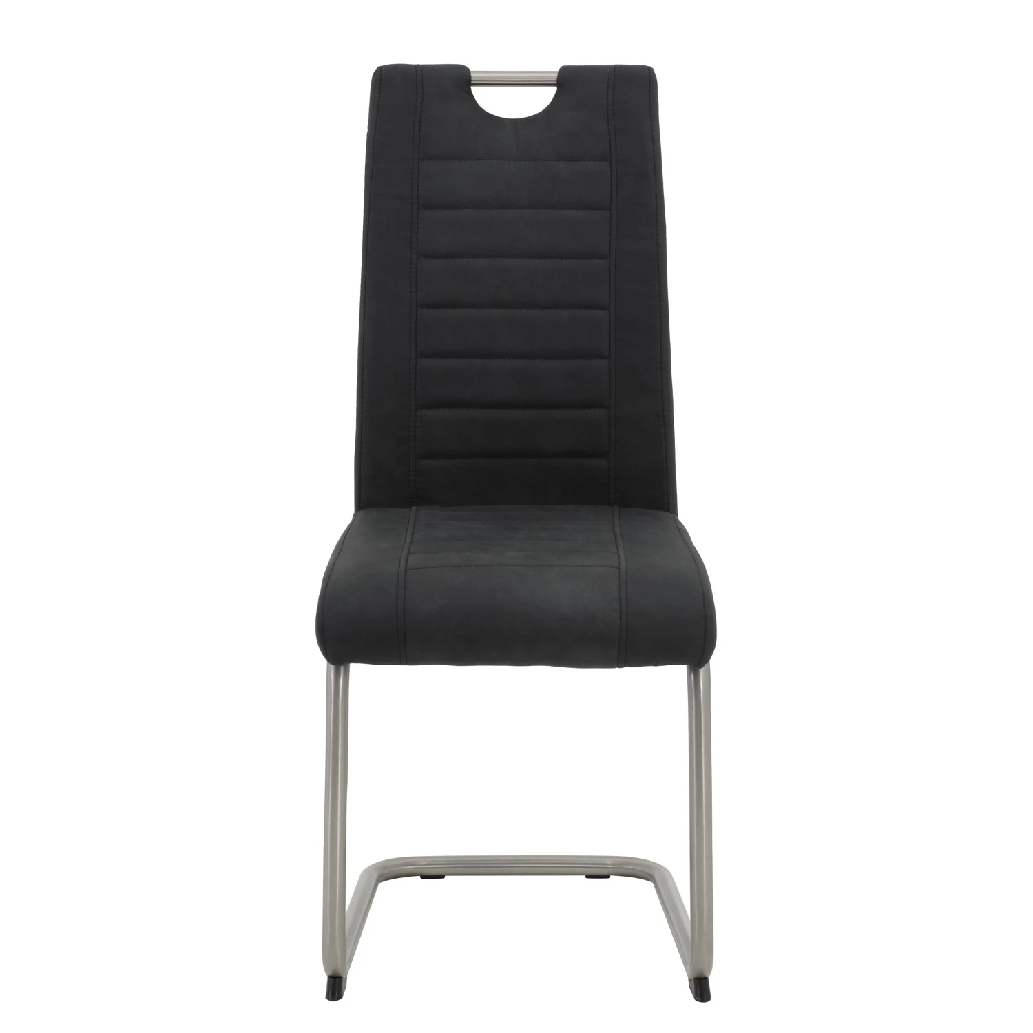 Loftscape Chaise cantilever Wisches - Microfibre / Acier inoxydable - Anthracite - Lot de 2 2 Loftscape Chaise cantilever Wisches - Microfibre / Acier inoxydable - Anthracite - Lot de 2 – Image 2