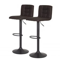 Loftscape Chaises de bar Gasny (lot de 2) - Microfibre / Acier - Marron foncé