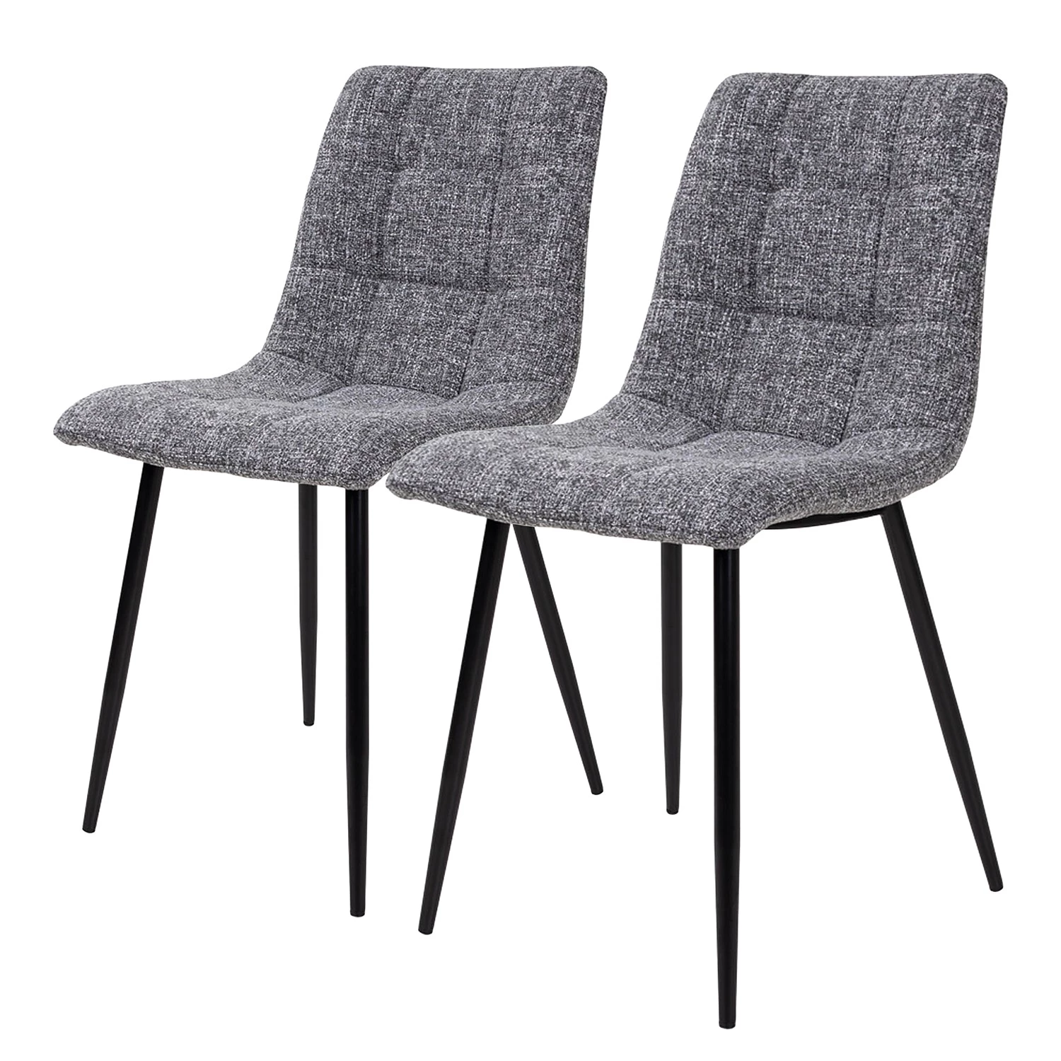 Loftscape Chaises capitonnées Ormoy III (lot de 2) - Tissu / Acier - Gris / Noir 1 Loftscape Chaises capitonnées Ormoy III (lot de 2) - Tissu / Acier - Gris / Noir