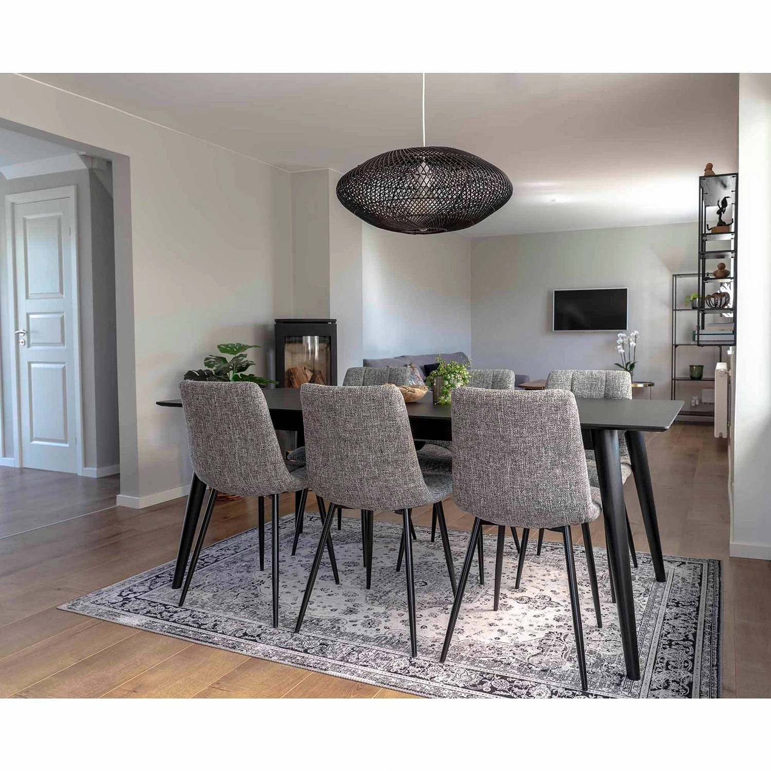 Loftscape Chaises capitonnées Ormoy III (lot de 2) - Tissu / Acier - Gris / Noir 4 Loftscape Chaises capitonnées Ormoy III (lot de 2) - Tissu / Acier - Gris / Noir – Image 4