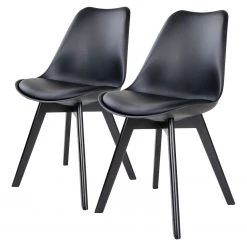 Norrwood Chaises Salon (lot de 2) - Matière plastique / Hévéa massif - Noir