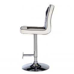 Loftscape Chaises de bar Yoncalla (lot de 2) - Imitation cuir / Métal - Noir et blanc - Chrome -ÉcoMaison Soldes 1000231303 220411 032 DETAILS P000000001000231303