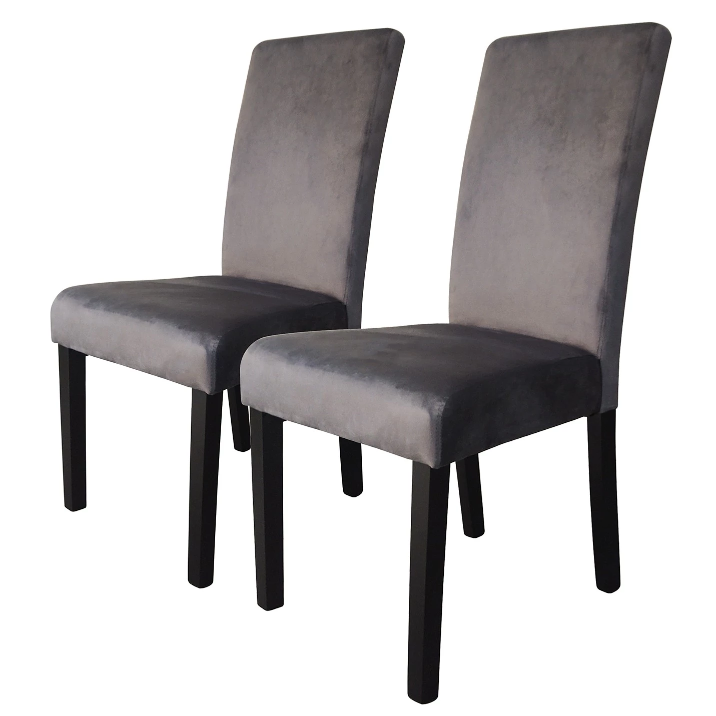 Loftscape Chaises capitonnées Moux (lot de 2) - Velours / Hévéa massif - Gris / Noir 1 Loftscape Chaises capitonnées Moux (lot de 2) - Velours / Hévéa massif - Gris / Noir