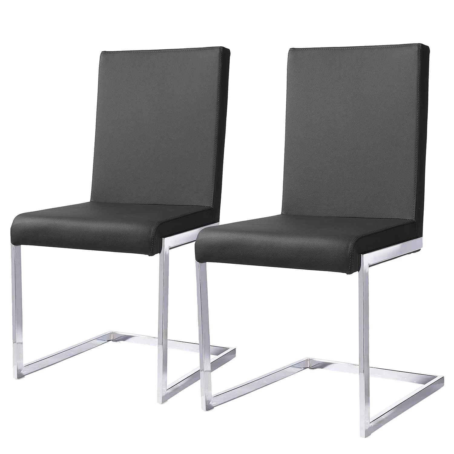 Loftscape Chaises cantilever Talcott (lot de 2) - Imitation cuir - Chrome - Noir 1 Loftscape Chaises cantilever Talcott (lot de 2) - Imitation cuir - Chrome - Noir