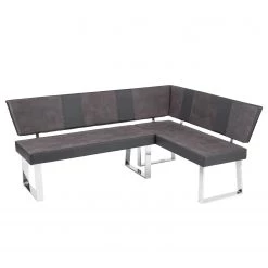 Loftscape Banc d’angle Mile - Cuir synthétique & Microfibre / Acier - Gris vintage / Chrome