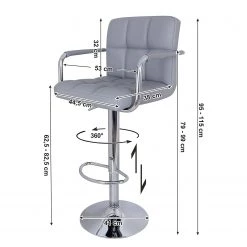Loftscape Chaises de bar Marcon (lot de 2) - Imitation cuir / Fer - Gris / Chrome -ÉcoMaison Soldes 1000235729 210118 06440900225 SKETCH DETAILS P000000001000235729 sketch