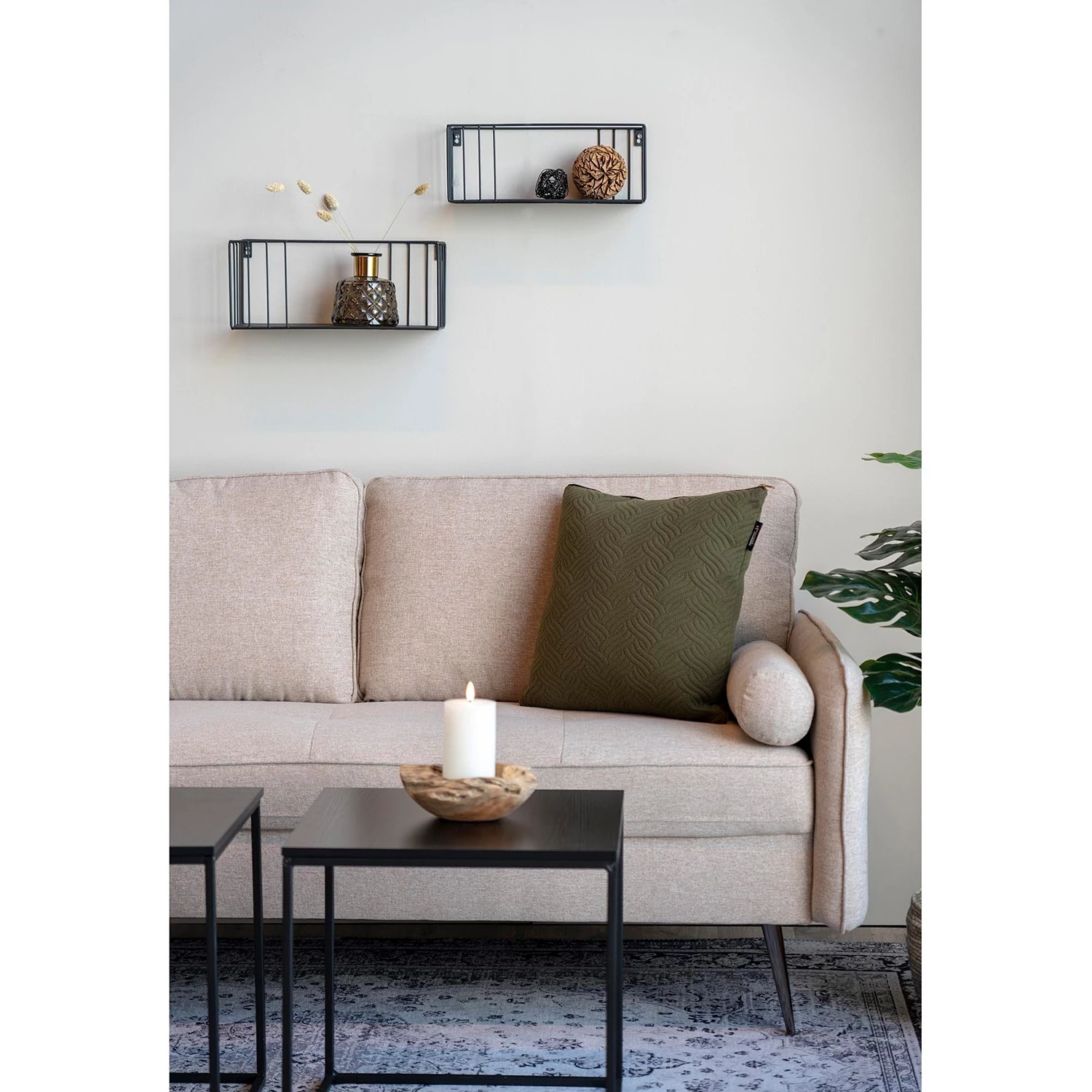 Red Living Étagères murale Denneville (lot de 2) - Métal - Noir 2 Red Living Étagères murale Denneville (lot de 2) - Métal - Noir – Image 2