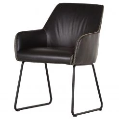 Red Living Chaise à accoudoirs Urbes - Imitation cuir / Fer - Noir / Noir
