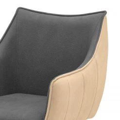 Ars manufacti Chaise à accoudoirs Noyack (lot de 2) - Microfibre / Métal - Gris et Beige / Anthracite -ÉcoMaison Soldes 1000240191 210106 06545300003 DETAILS P000000001000240191