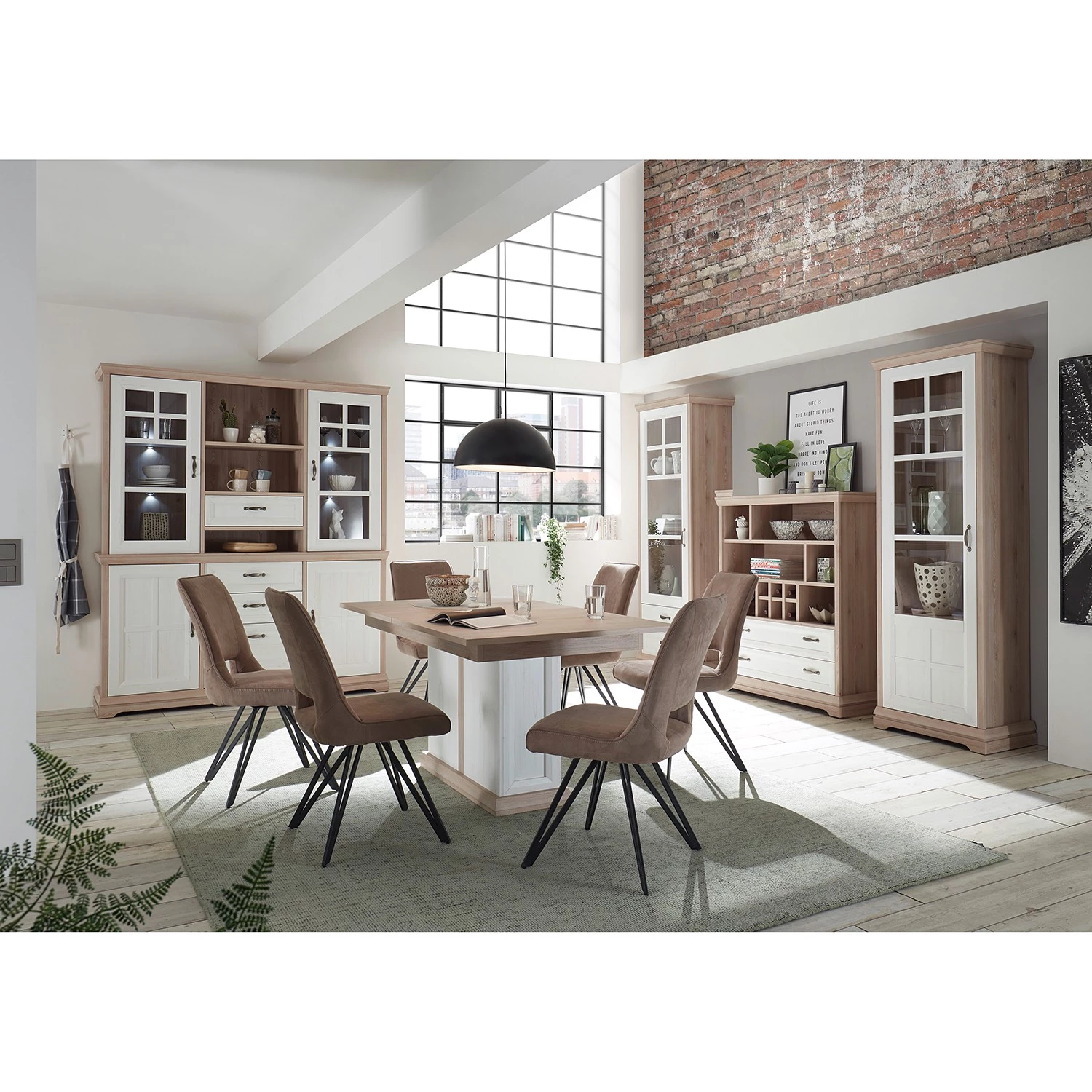 Ridgevalley Buffet haut Avene II - Blanc / Imitation pin 2 Ridgevalley Buffet haut Avene II - Blanc / Imitation pin – Image 2