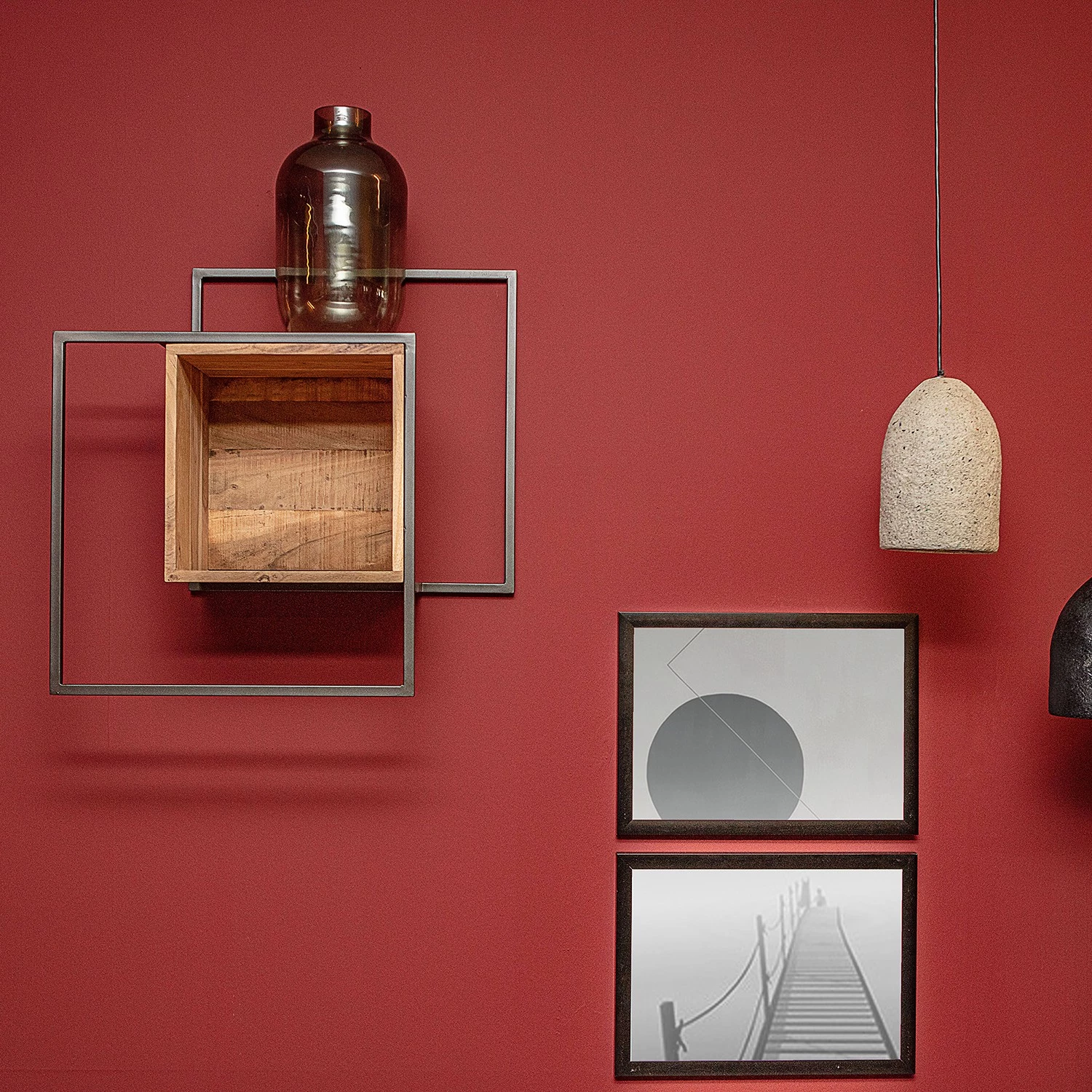 Red Living Étagère murale Fenay - Acacia massif / Métal - Acacia / Noir 3 Red Living Étagère murale Fenay - Acacia massif / Métal - Acacia / Noir – Image 3