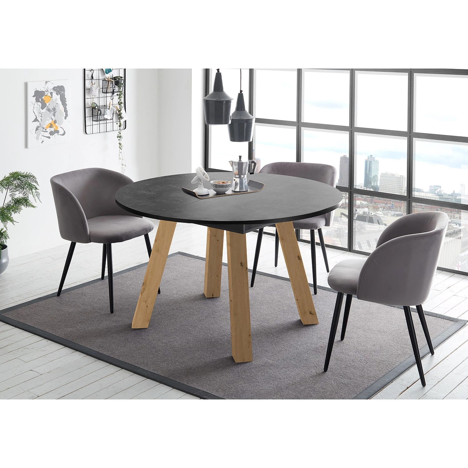 Red Living Table Bayas I - Céramique foncé - Largeur : 110 cm - Chêne clair 2 Red Living Table Bayas I - Céramique foncé - Largeur : 110 cm - Chêne clair – Image 2