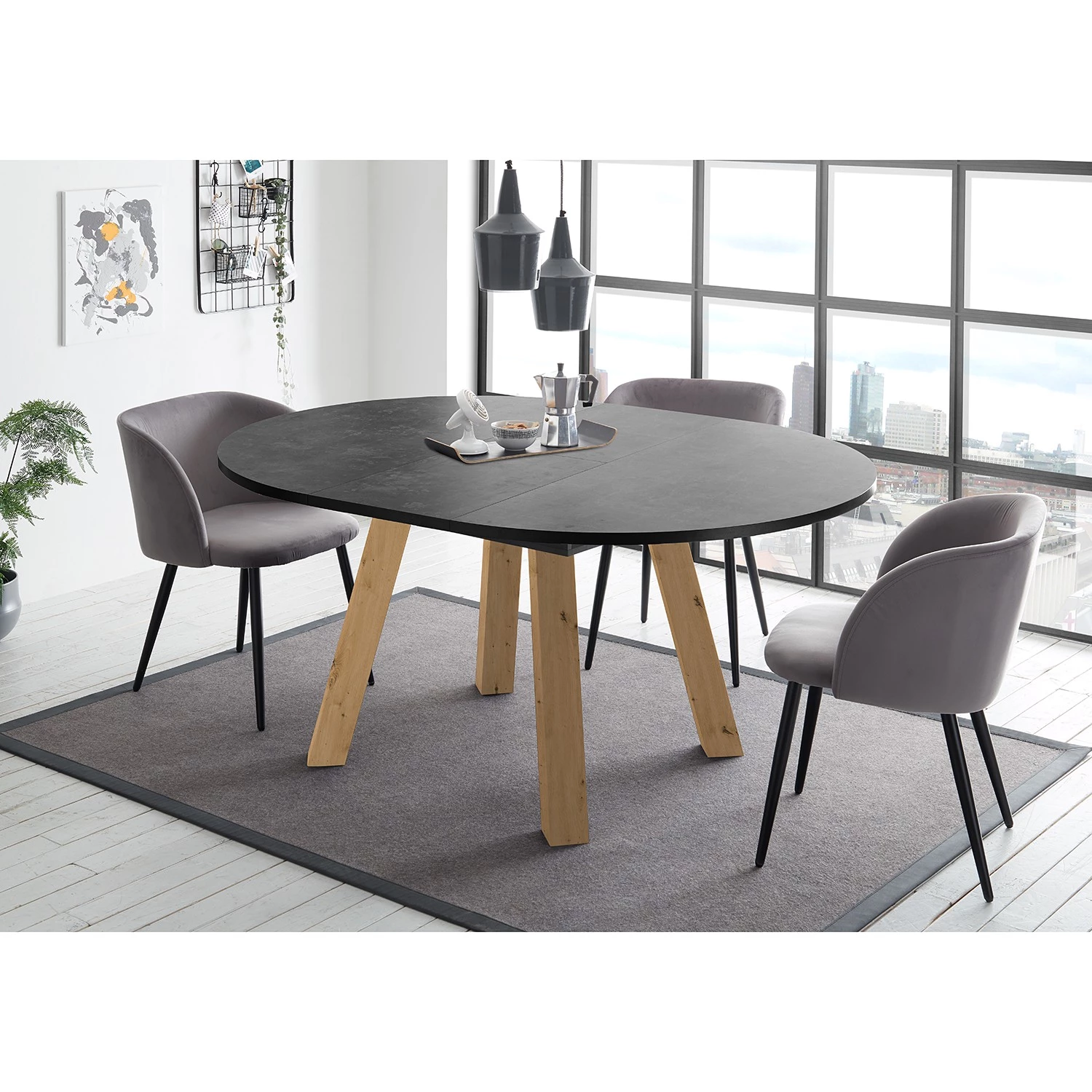 Red Living Table Bayas I - Céramique foncé - Largeur : 110 cm - Chêne clair 3 Red Living Table Bayas I - Céramique foncé - Largeur : 110 cm - Chêne clair – Image 3