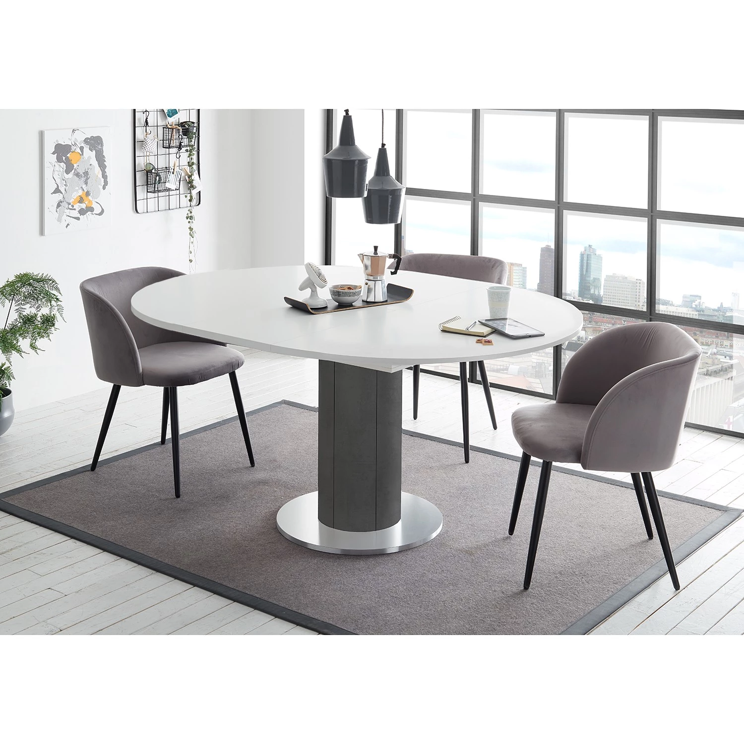 Red Living Table Binic II - Blanc - Largeur : 110 cm - Anthracite 3 Red Living Table Binic II - Blanc - Largeur : 110 cm - Anthracite – Image 3