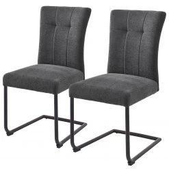 Loftscape Chaises cantilever Callian (lot de 2) - Chenille - Anthracite - Noir