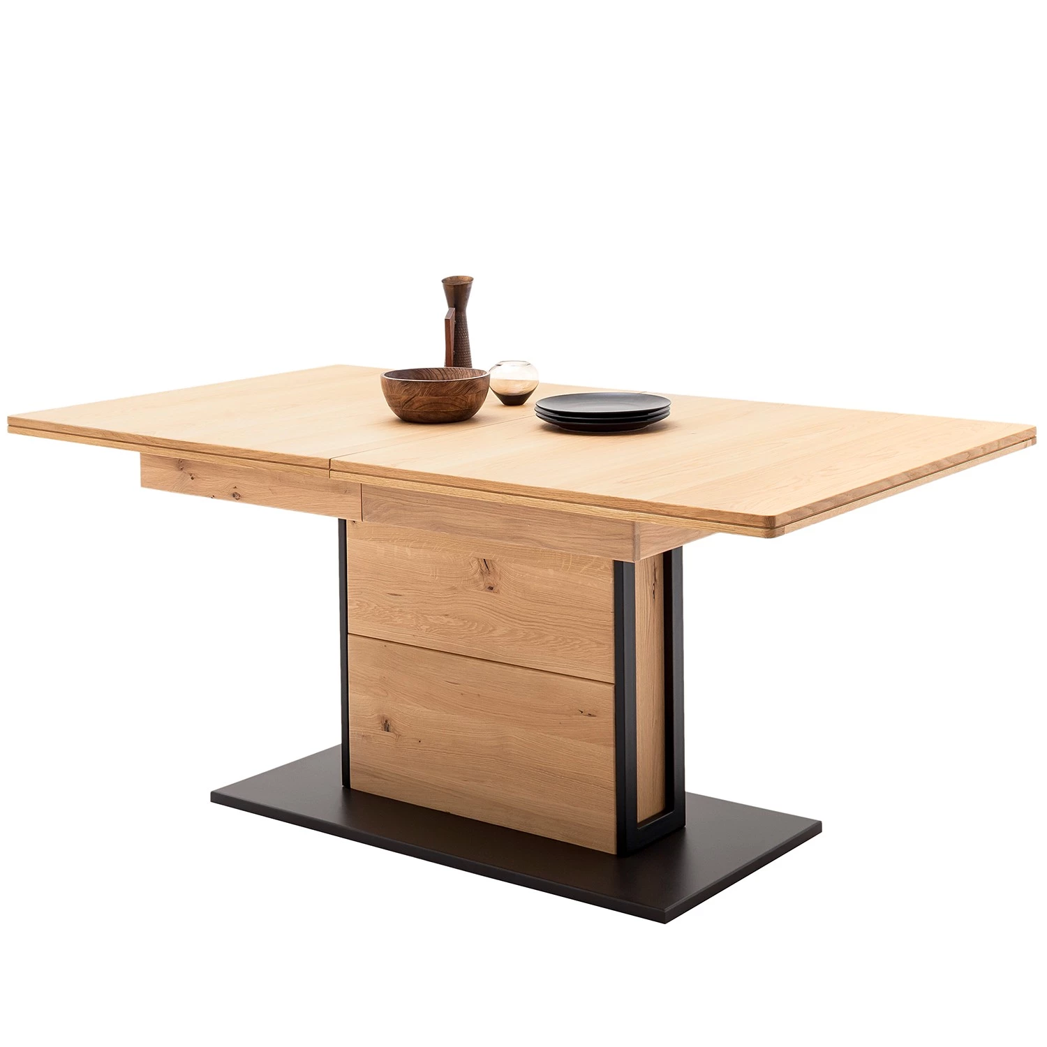 Loftscape Table Locmalo (extensible) - Partiellement en chêne massif - Planches de chêne Bianco / Anthracite 3 Loftscape Table Locmalo (extensible) - Partiellement en chêne massif - Planches de chêne Bianco / Anthracite – Image 3