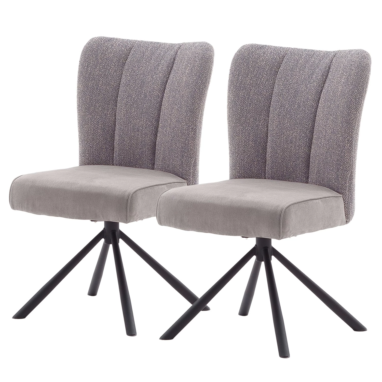 Fredriks Chaises Arleta II (lot de 2) - Microfibre et tissu structuré / Acier - Gris 1 Fredriks Chaises Arleta II (lot de 2) - Microfibre et tissu structuré / Acier - Gris