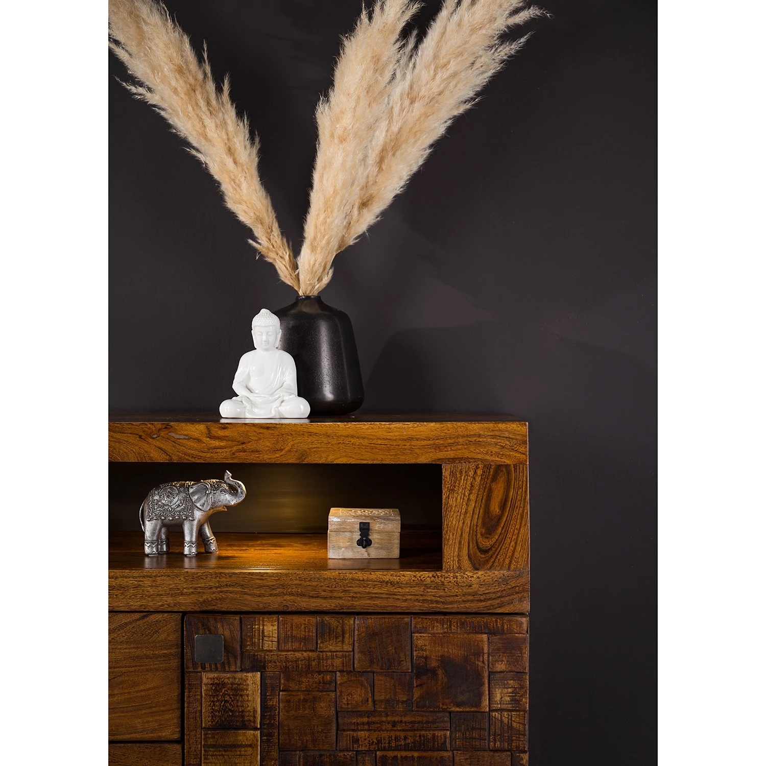 Wolf-Möbel Buffet Bazac - Avec éclairage - Acacia massif - Acacia / Gris foncé 16 Wolf-Möbel Buffet Bazac - Avec éclairage - Acacia massif - Acacia / Gris foncé – Image 16