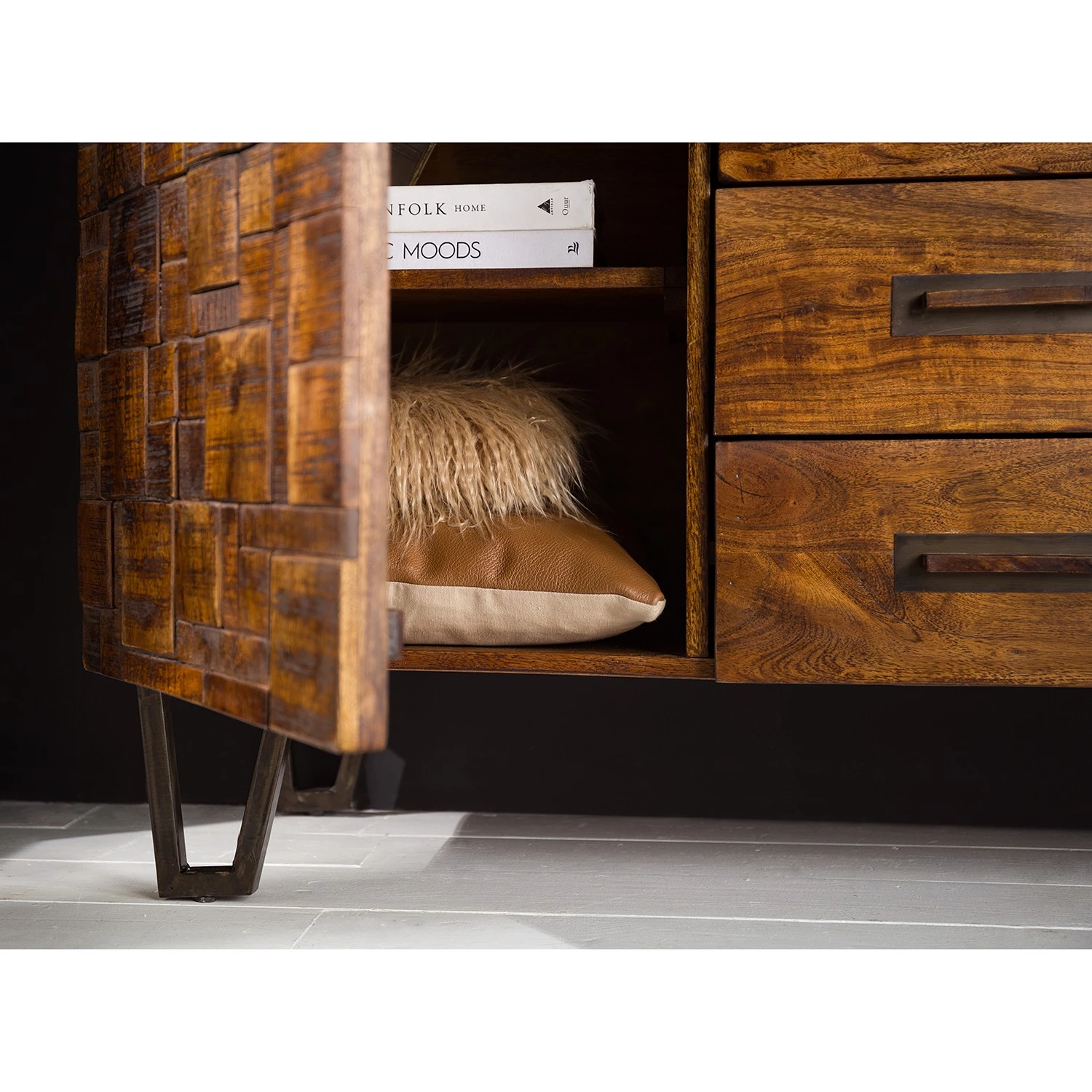 Wolf-Möbel Buffet Bazac - Avec éclairage - Acacia massif - Acacia / Gris foncé 18 Wolf-Möbel Buffet Bazac - Avec éclairage - Acacia massif - Acacia / Gris foncé – Image 18