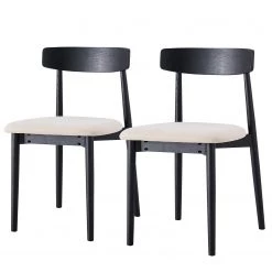 Mørteens Chaises Lolif I (lot de 2) - Tissu / Chêne massif - Beige / Noir