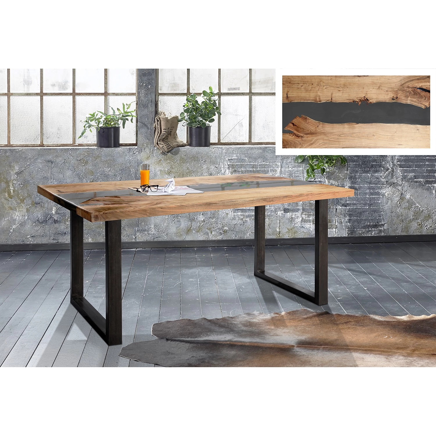 Ars manufacti Table Lalley - Acacia massif / Fer - Acacia / Anthracite 3 Ars manufacti Table Lalley - Acacia massif / Fer - Acacia / Anthracite – Image 3