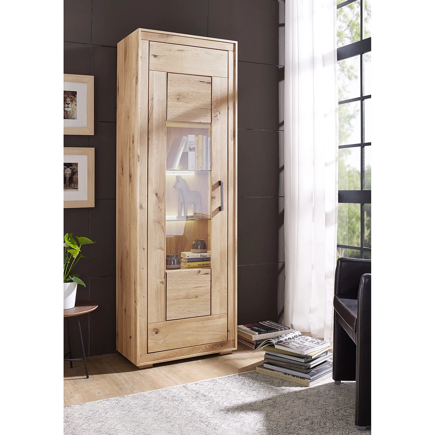 Naturoo Vitrine Juillan - Chêne sauvage massif / Métal - Chêne sauvage / Noir 2 Naturoo Vitrine Juillan - Chêne sauvage massif / Métal - Chêne sauvage / Noir – Image 2