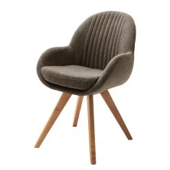 Norrwood Chaises à accoudoirs Chemille - Tissage à plat / Chêne massif - Taupe