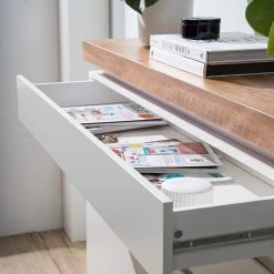 Fredriks Buffet Namona I - Éclairage inclus - Imitation chêne / Blanc -ÉcoMaison Soldes 1000255076 220803 040 DETAILS P000000001000255076