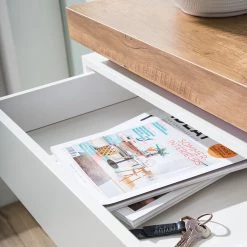 Fredriks Buffet Namona I - Éclairage inclus - Imitation chêne / Blanc -ÉcoMaison Soldes 1000255076 220803 045 DETAILS P000000001000255076