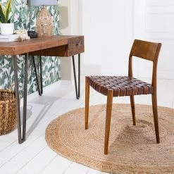 Ars manufacti Chaise Cerro - Cuir véritable / Teck massif - Cognac -ÉcoMaison Soldes 1000257232 220614 020 MOOD DETAILS P000000001000257232 mood