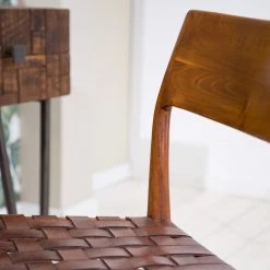 Ars manufacti Chaise Cerro - Cuir véritable / Teck massif - Cognac -ÉcoMaison Soldes 1000257232 220614 030 DETAILS P000000001000257232