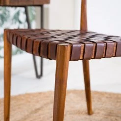 Ars manufacti Chaise Cerro - Cuir véritable / Teck massif - Cognac -ÉcoMaison Soldes 1000257232 220614 035 DETAILS P000000001000257232