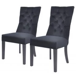 Maison Belfort Chaises capitonnées Waroona 2 (lot de 2) - Noir - Noir