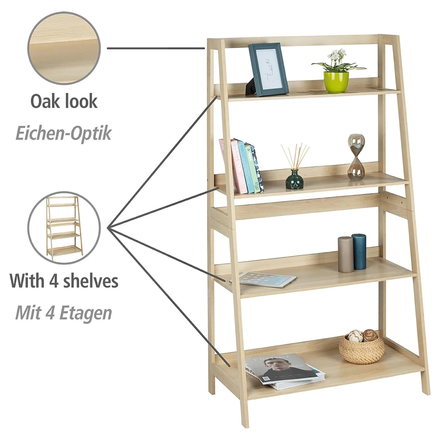 WENKO Étagère Edda - Chêne massif 3 WENKO Étagère Edda - Chêne massif – Image 3