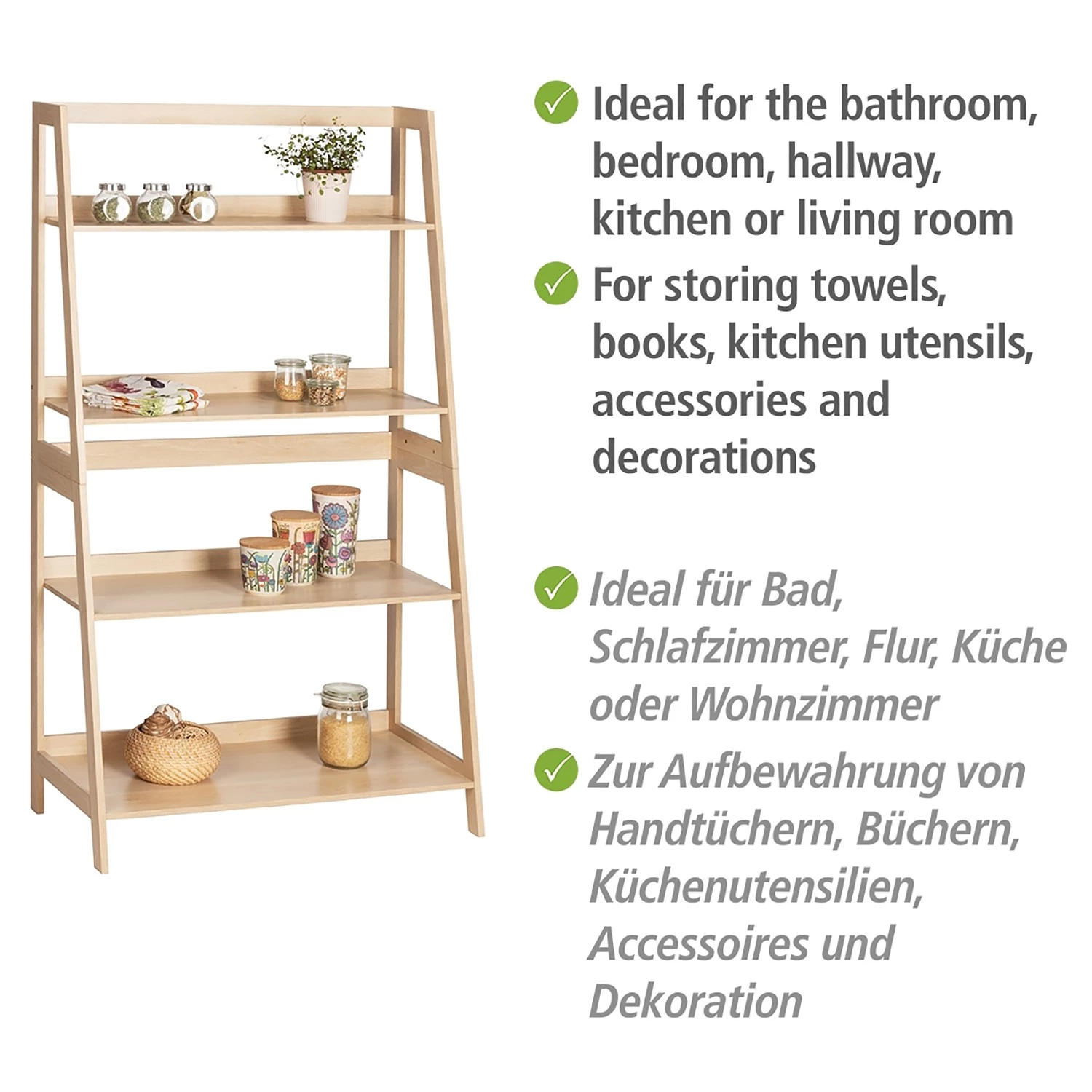 WENKO Étagère Edda - Chêne massif 4 WENKO Étagère Edda - Chêne massif – Image 4