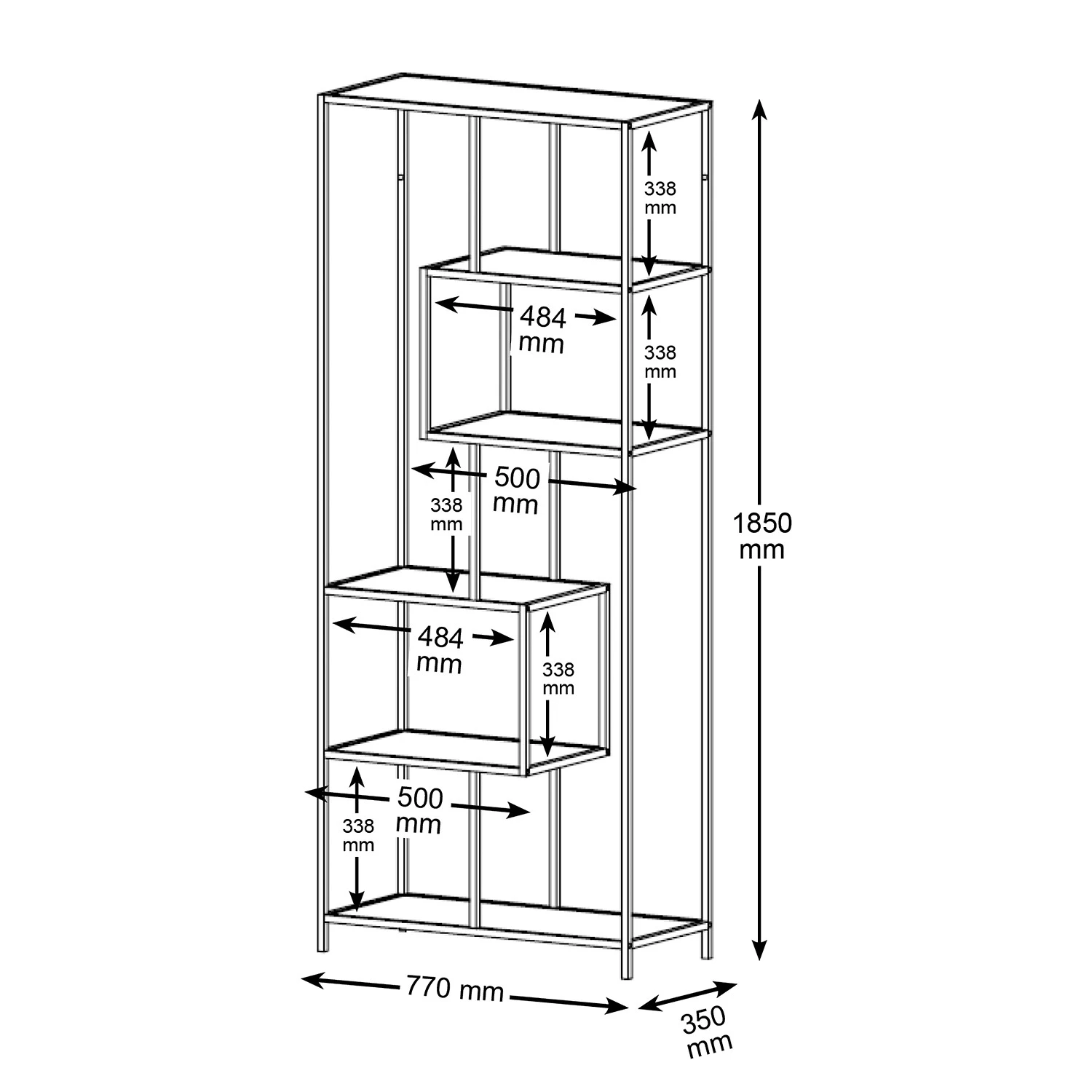 Red Living Étagère Coogee I - Noir / Doré - Hauteur : 185 cm 7 Red Living Étagère Coogee I - Noir / Doré - Hauteur : 185 cm – Image 7