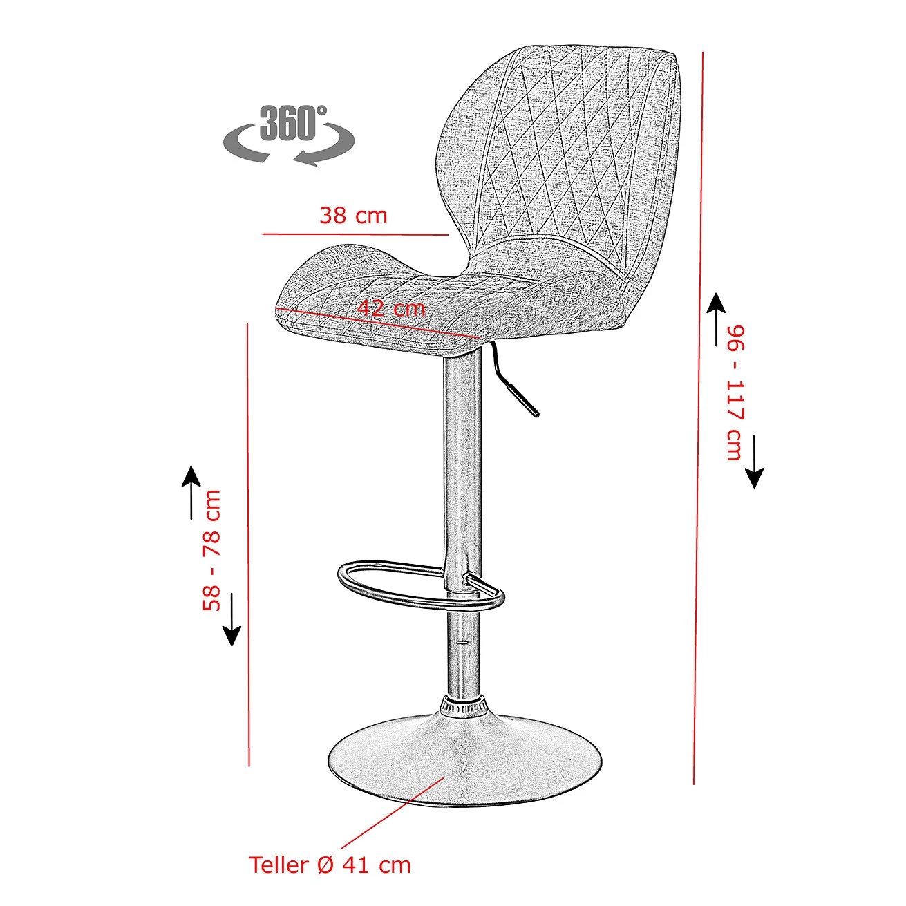 Red Living Tabourets de bar Paldiski (lot de 2) - Gris 6 Red Living Tabourets de bar Paldiski (lot de 2) - Gris – Image 6