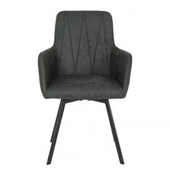 Red Living Chaises à accoudoirs Kivioli (lot de 2) - Microfibre / Acier - Anthracite / Noir -ÉcoMaison Soldes 1000263426 210430 11480900138 DETAILS P000000001000263426