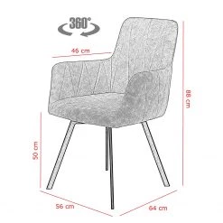 Red Living Chaises à accoudoirs Kivioli (lot de 2) - Microfibre / Acier - Anthracite / Noir -ÉcoMaison Soldes 1000263426 210430 11482700144 SKETCH DETAILS P000000001000263426 sketch