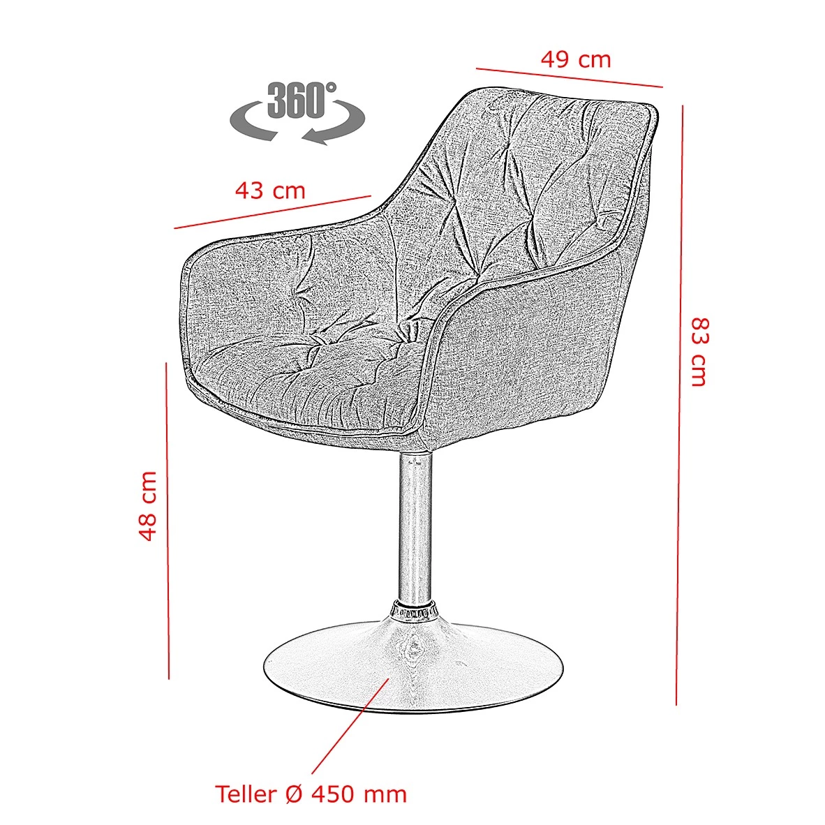 Red Living Chaises à accoudoirs Ibarra (lot de 2) - Anthracite 6 Red Living Chaises à accoudoirs Ibarra (lot de 2) - Anthracite – Image 6