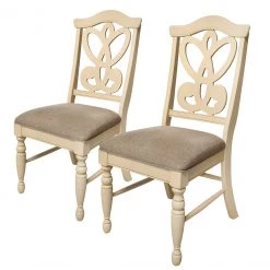 Ridgevalley Chaises Nouro (lot de 2) - Tissu / Peuplier massif - Beige chiné / Blanc crème